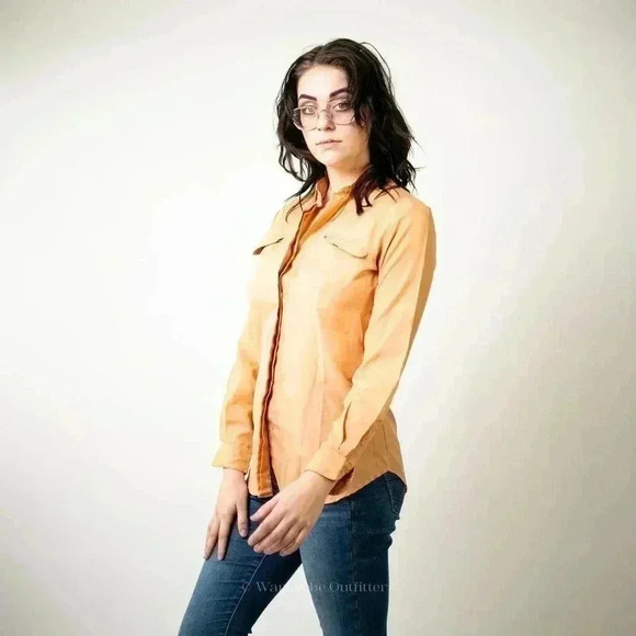Vintage Sherbet Orange Western Cut Button Up Blouse - Picture 6 of 8
